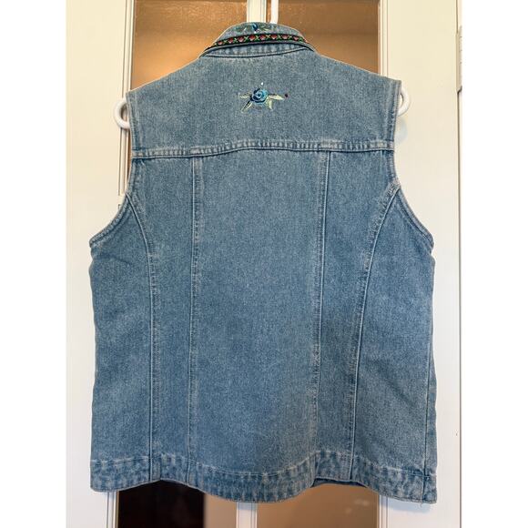 Vintage Bill Blass denim floral embroidered vest size medium - Picture 3 of 7